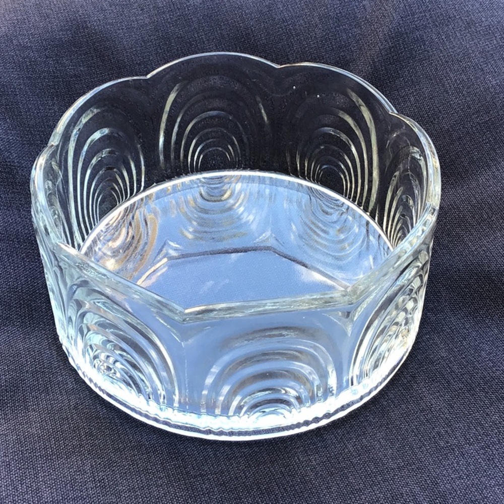 Vintage Art Deco Beveled Scalloped Glass Candy Dish